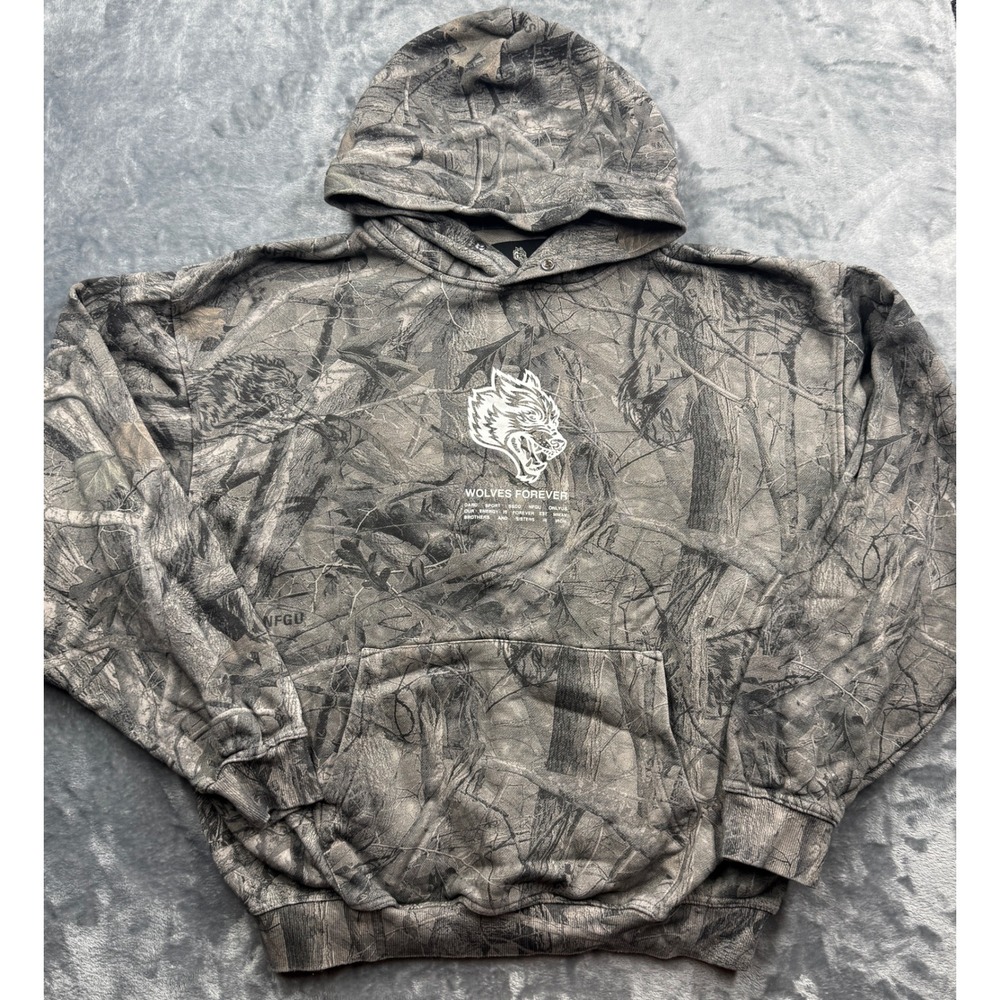 Y2K Darc Sport Hoodie Wolves Forever Camo Grey Limited Edit 736 of 1000 M